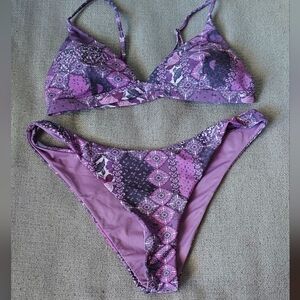RUSTY Purple Print Two Piece Bikini Sz-XXL NWOT